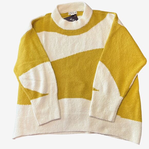 NWT Ava & Viv Sweater Women's Plus Size 2X Lime Swirl Knit Pullover Cozy New - Picture 9 of 14